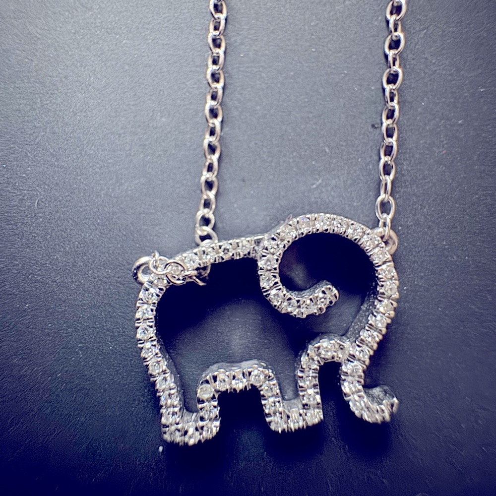 Diamond elephant necklace